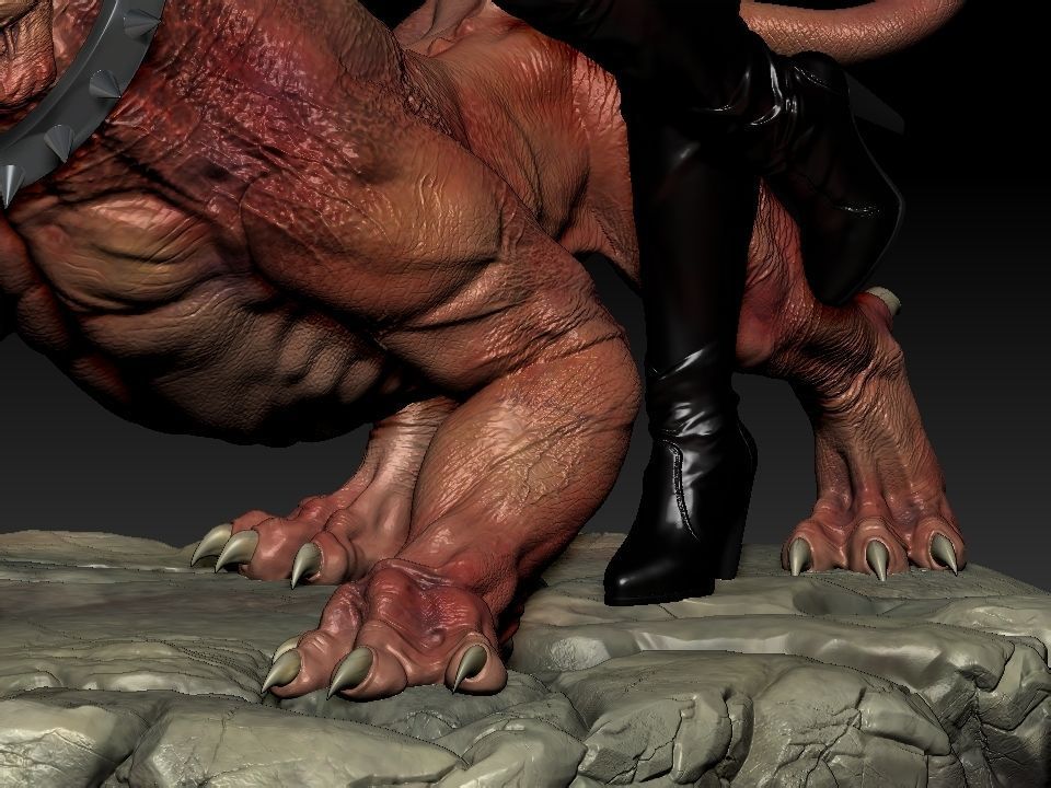 Vampirella woman riding lion 3D print model_63