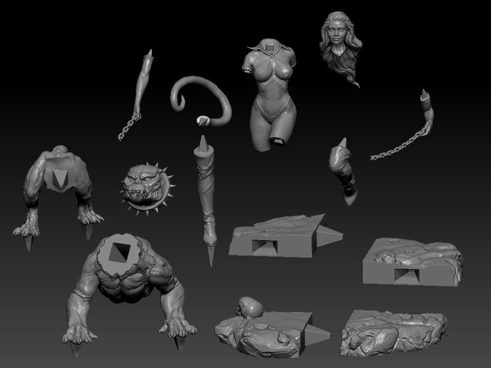 Vampirella woman riding lion 3D print model_78