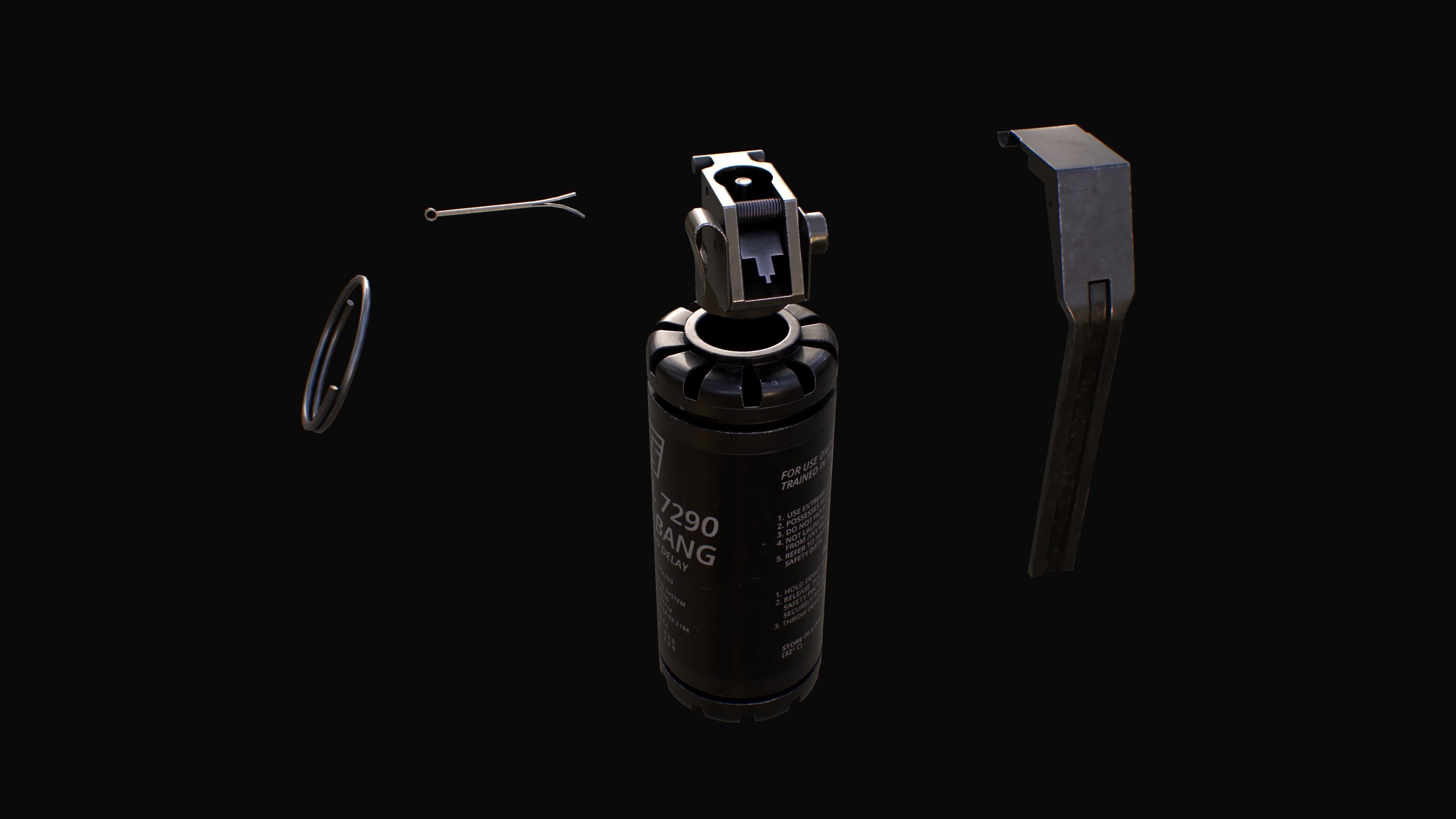 CTS model 7290 Flash Bang Grenade Low-poly 3D model_15