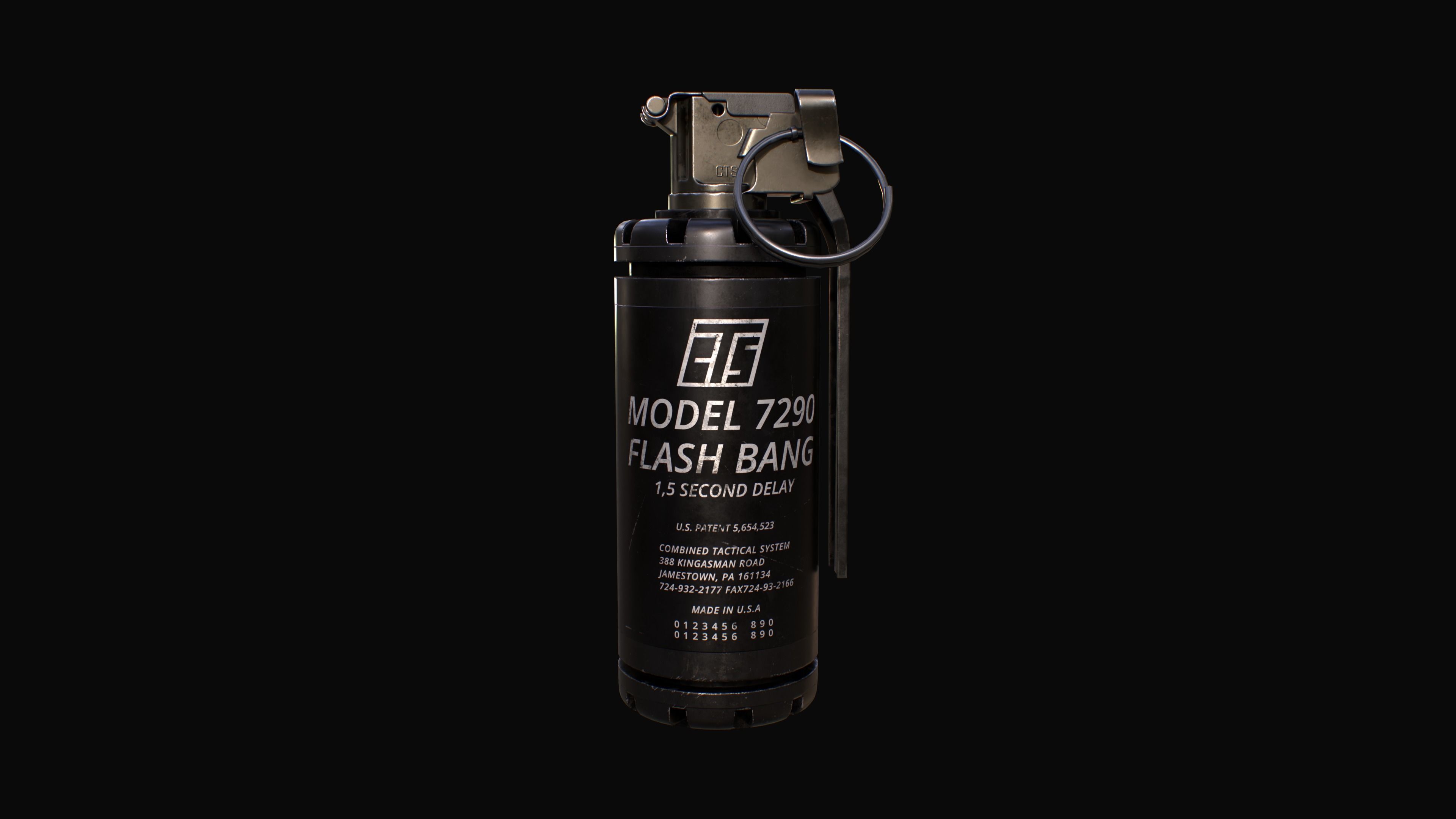 CTS model 7290 Flash Bang Grenade Low-poly 3D model_4