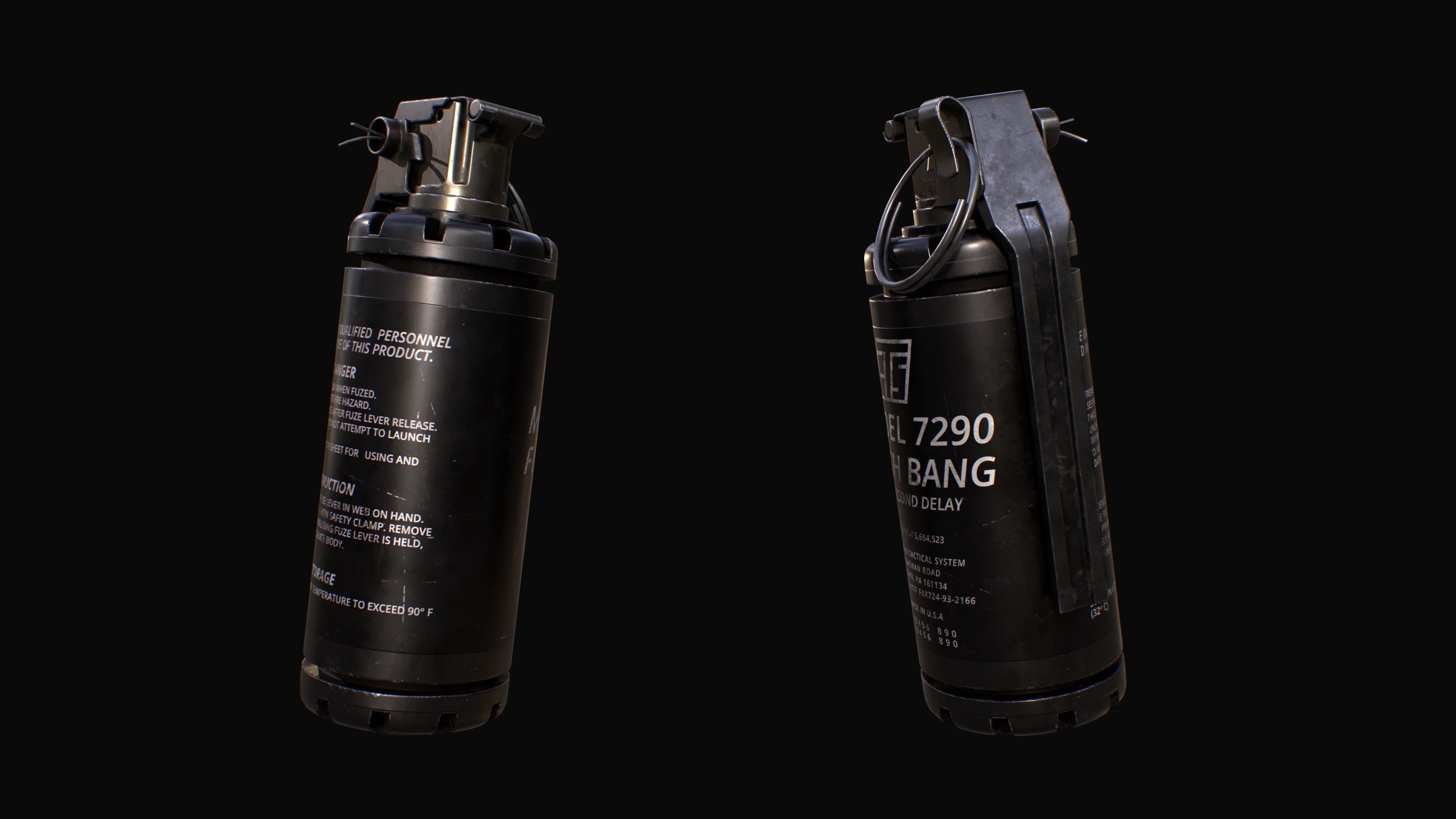 CTS model 7290 Flash Bang Grenade Low-poly 3D model_8