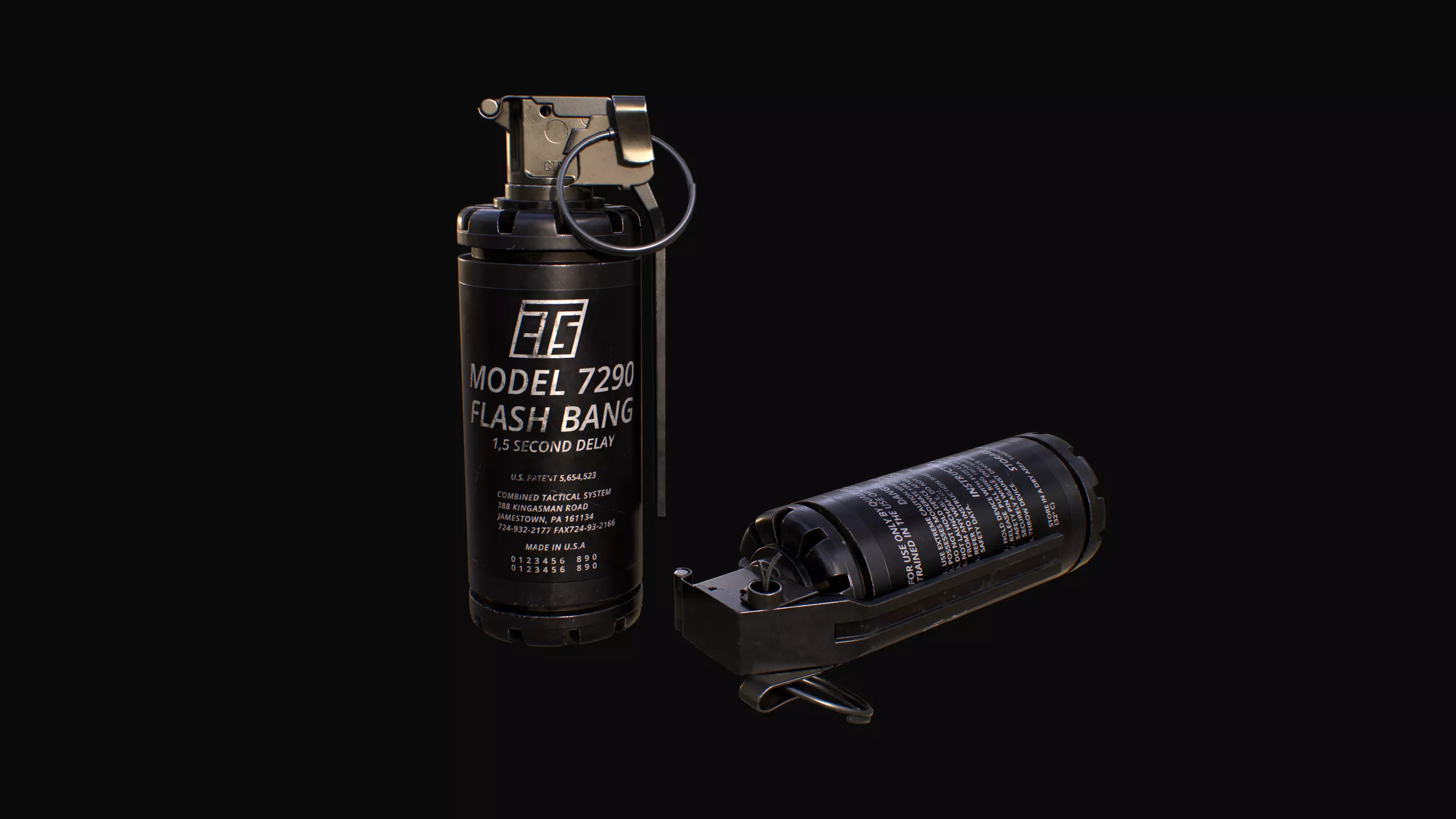 CTS model 7290 Flash Bang Grenade Low-poly 3D model_0