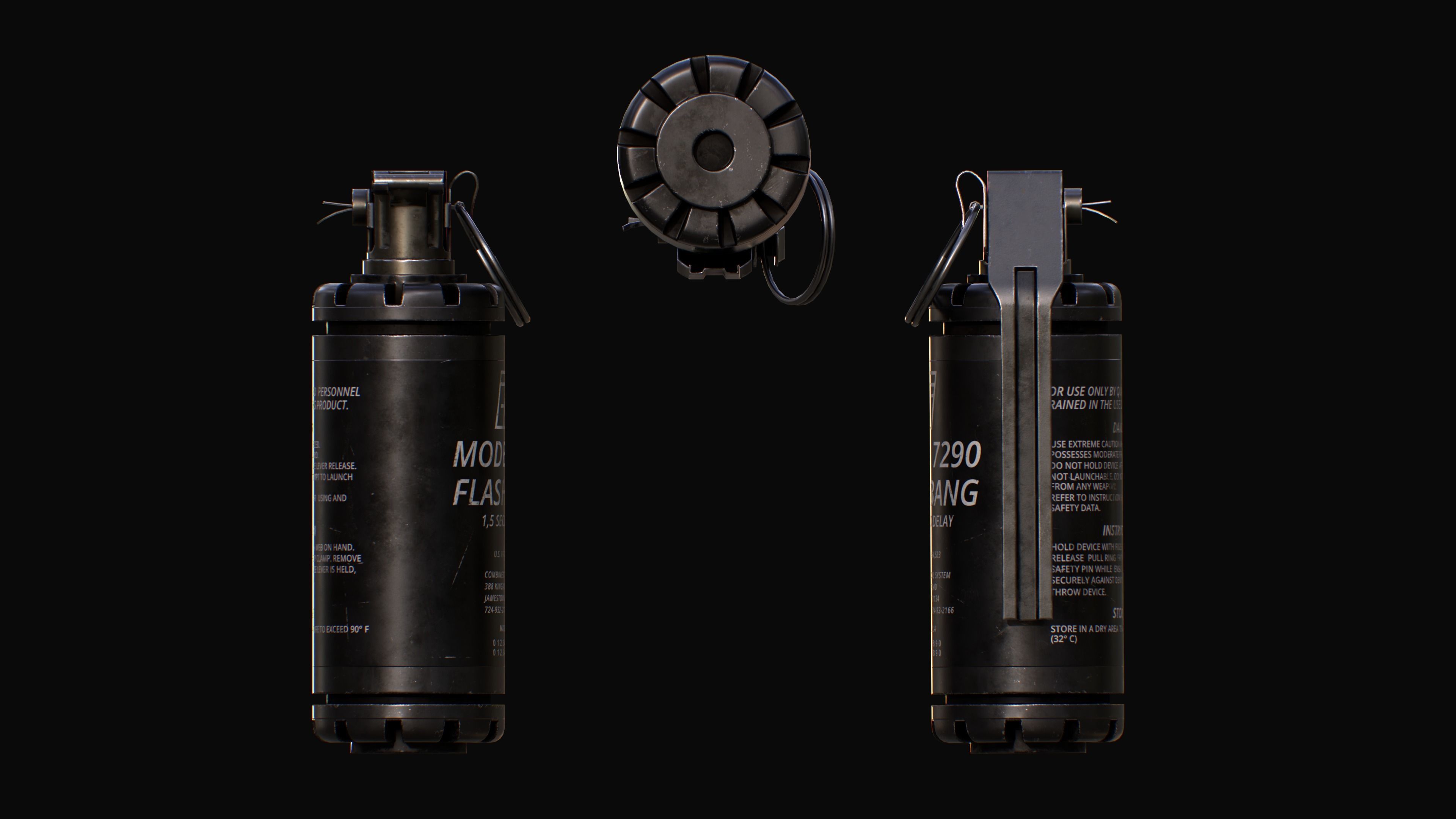 CTS model 7290 Flash Bang Grenade Low-poly 3D model_11