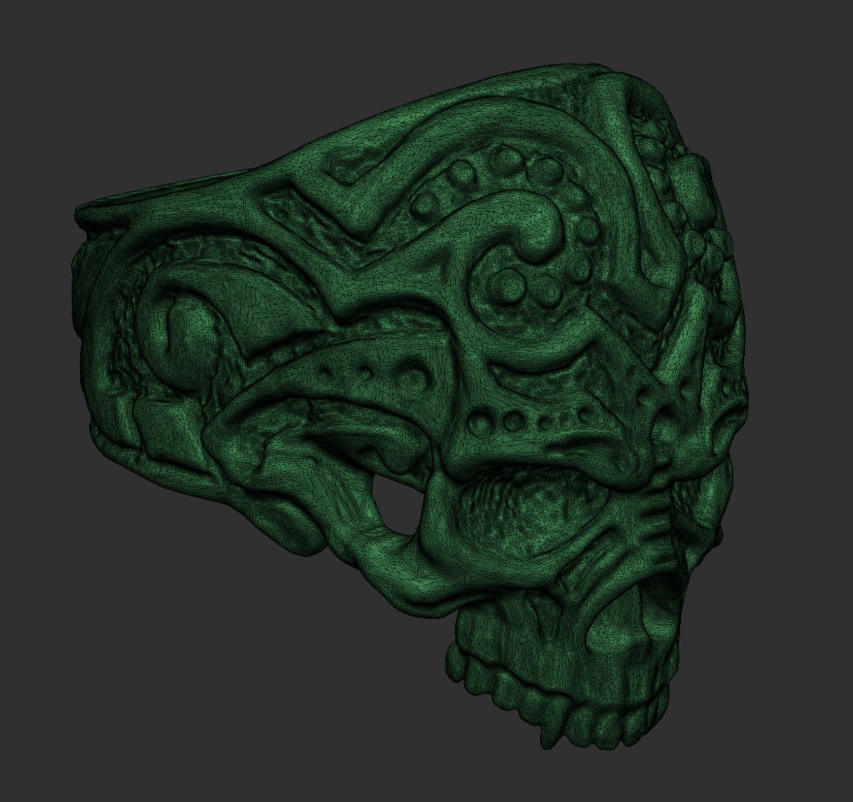 ring skull aggression pattern 3D print model_6