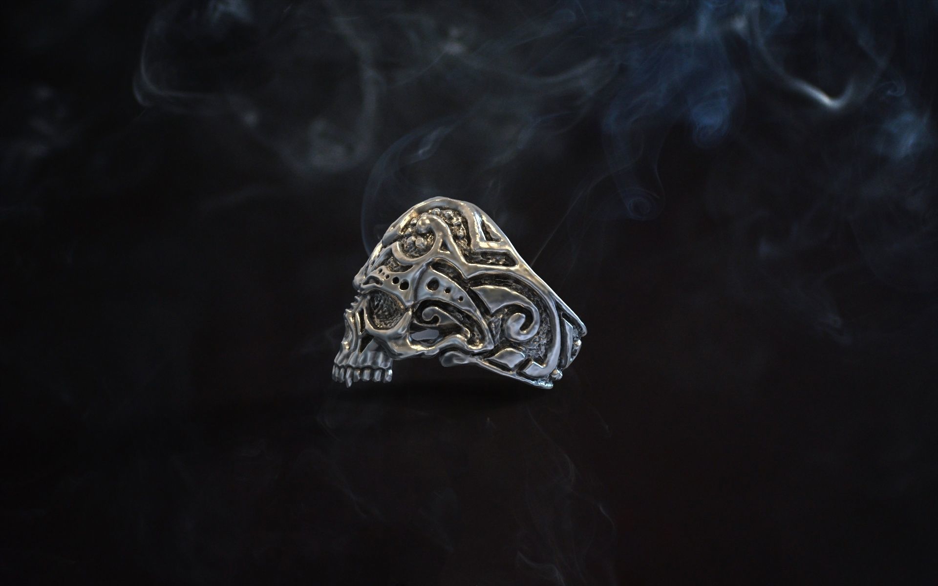 ring skull aggression pattern 3D print model_8