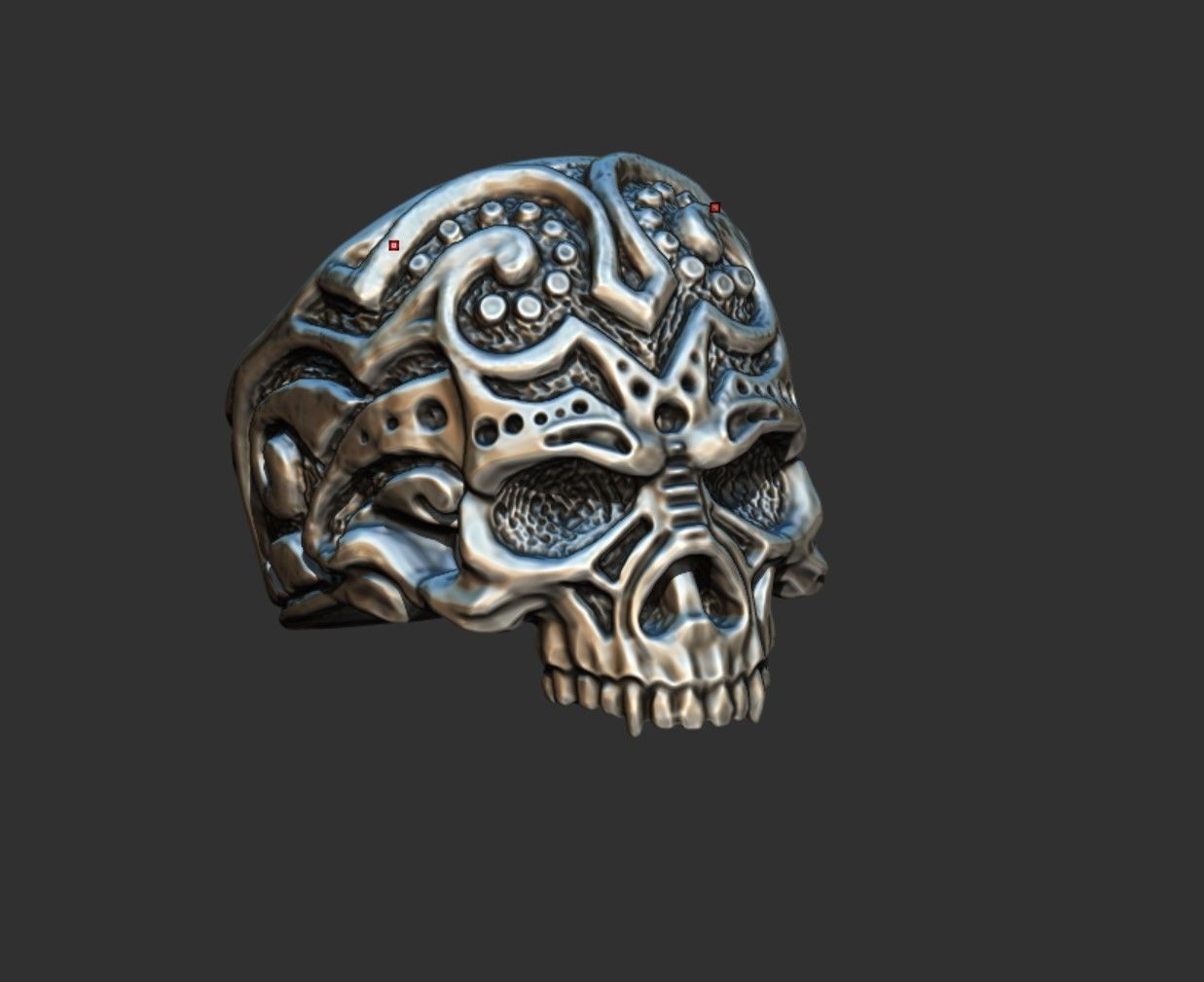ring skull aggression pattern 3D print model_2