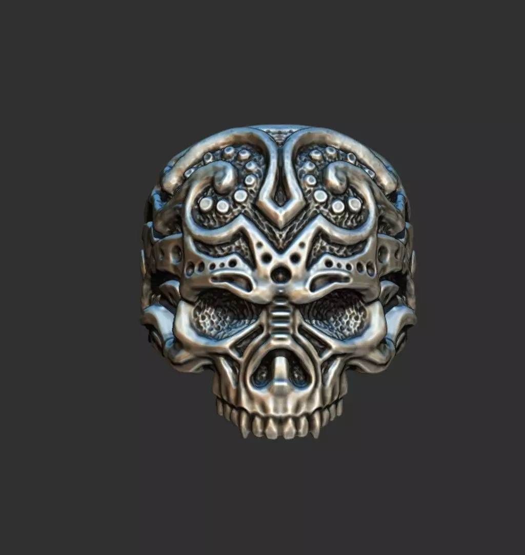 ring skull aggression pattern 3D print model_0