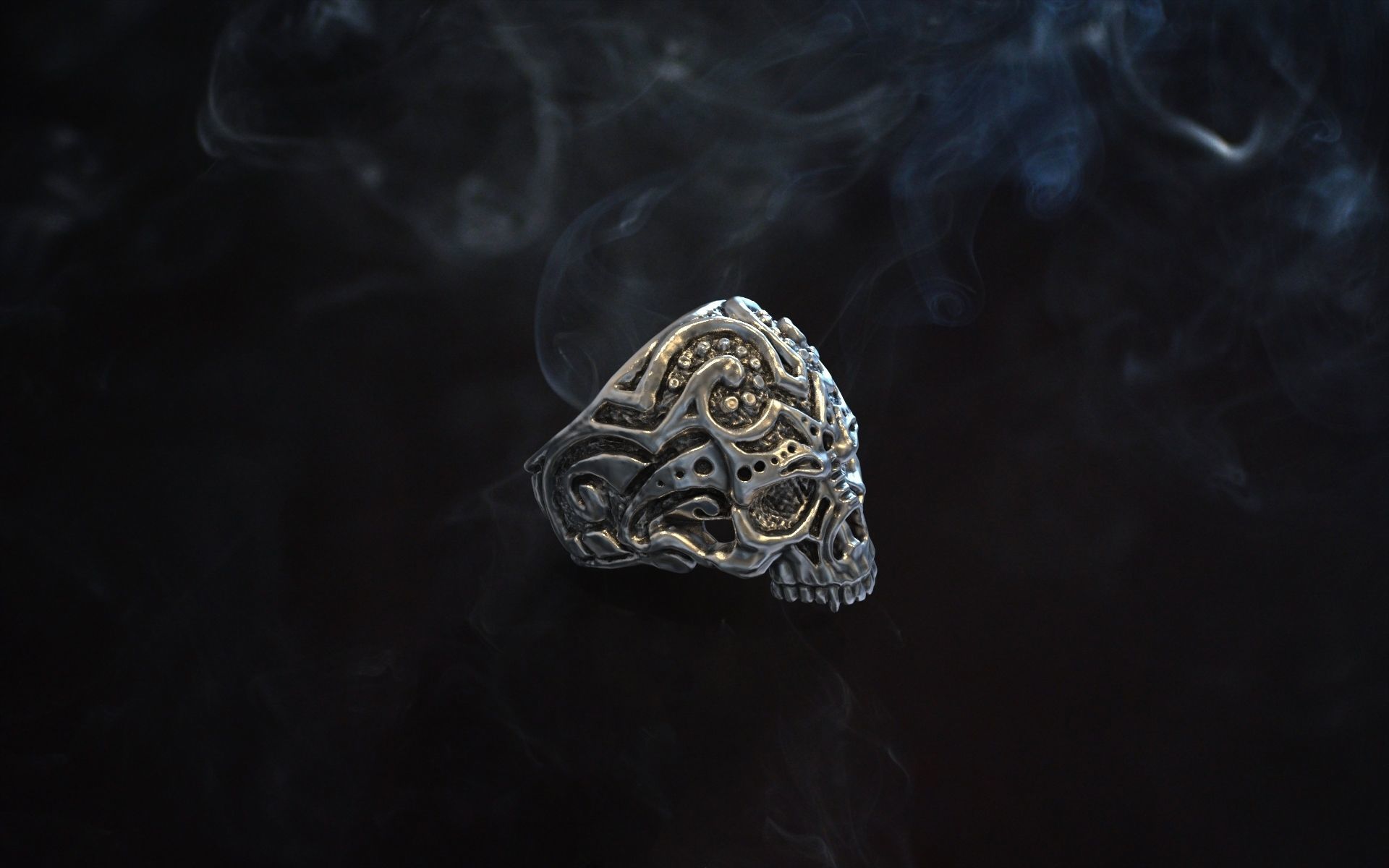 ring skull aggression pattern 3D print model_7