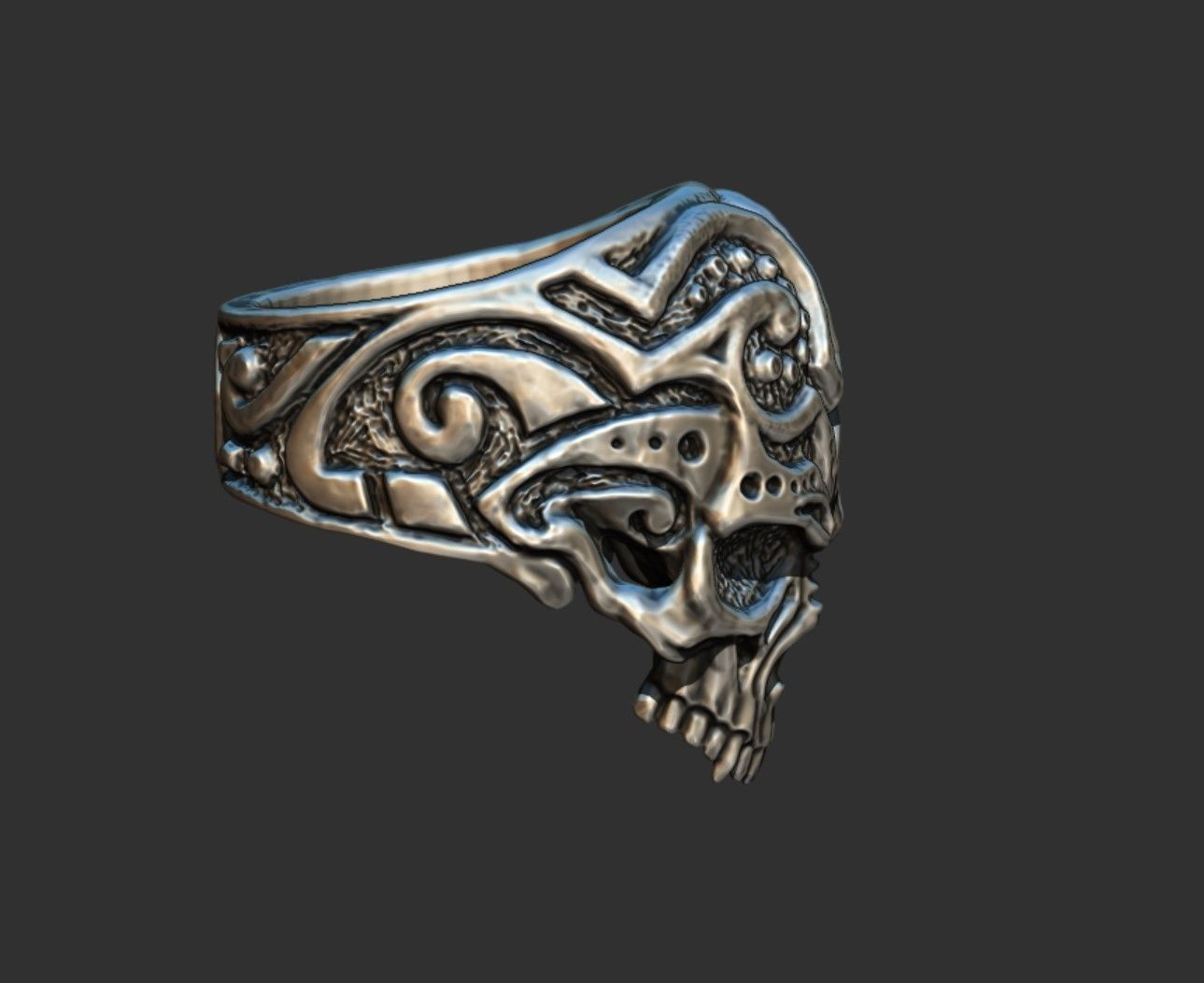 ring skull aggression pattern 3D print model_1