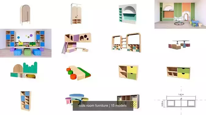 kids room furniture 3D Model Collection