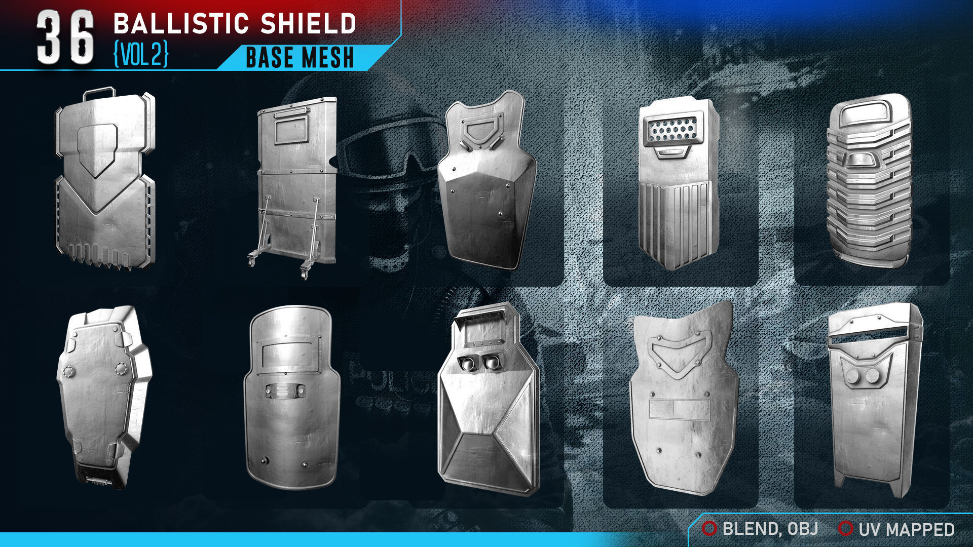 36 BALLISTIC SHIELD BASE MESH Vol 2 3D model_1
