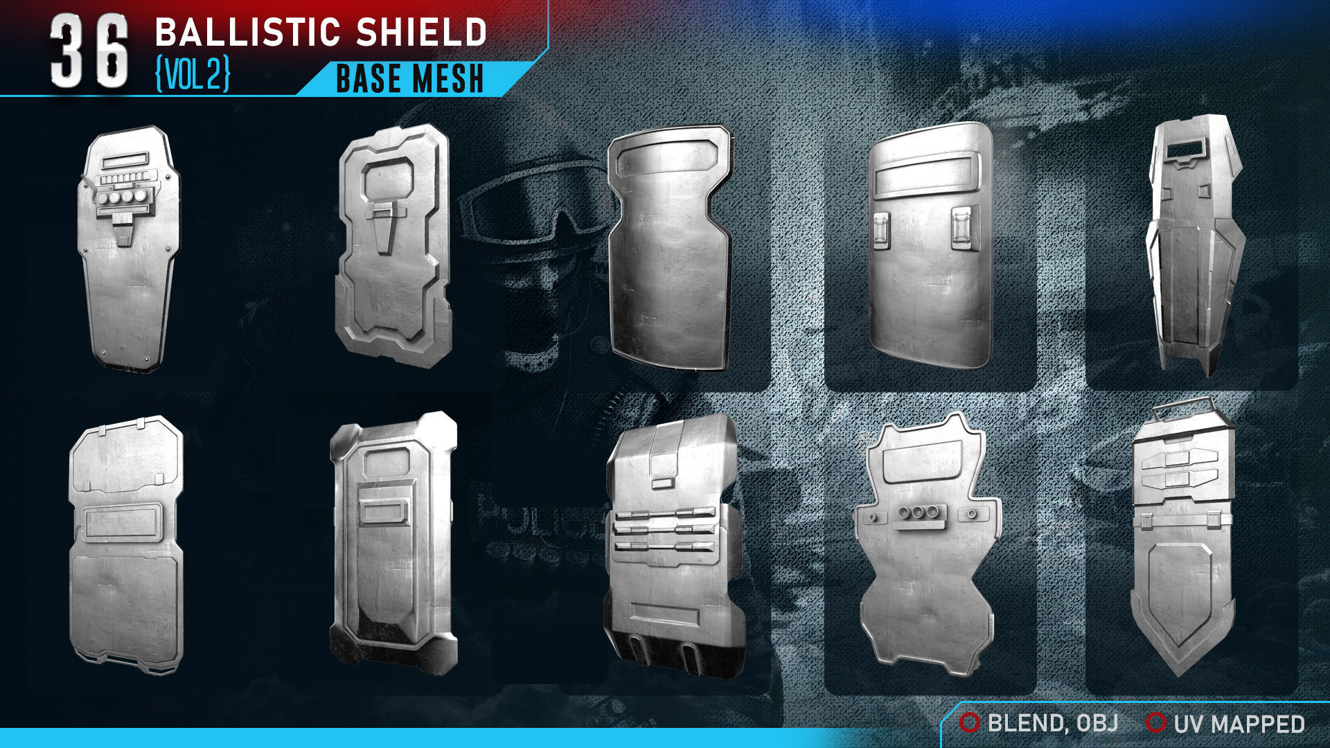 36 BALLISTIC SHIELD BASE MESH Vol 2 3D model_2