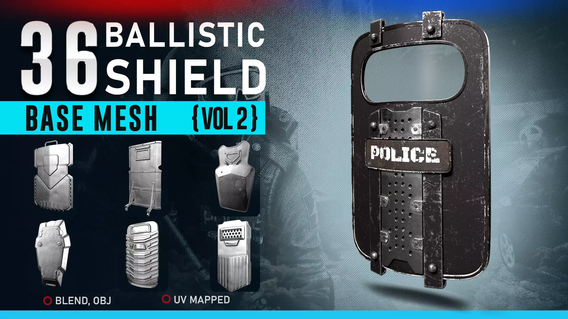 36 BALLISTIC SHIELD BASE MESH Vol 2 3D model_0