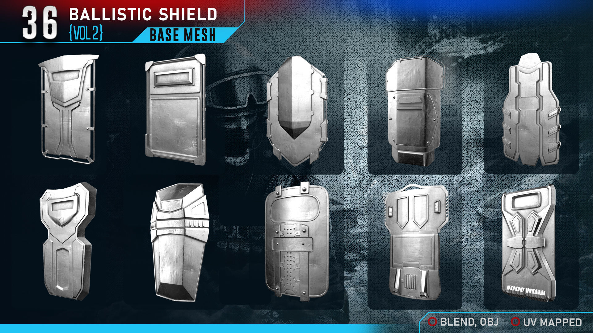 36 BALLISTIC SHIELD BASE MESH Vol 2 3D model_3