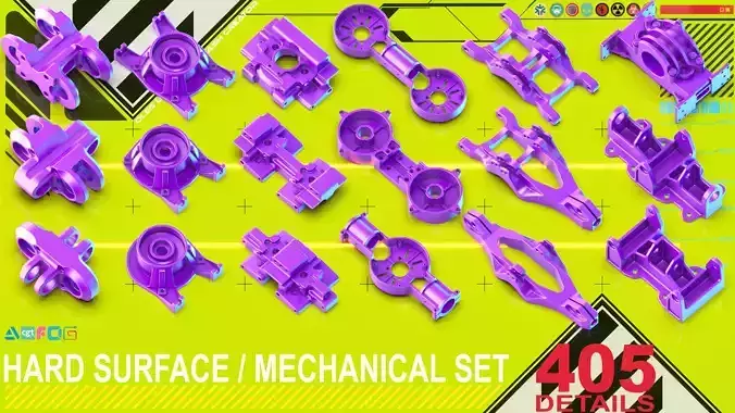 Sci-Fi Hard Surface Mechanical KITBASH 405 DETAILS 3D model