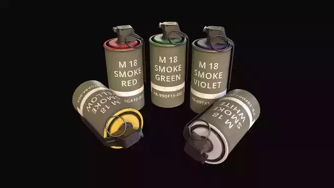 M18 Colored Smoke Grenade Low-poly 3D model