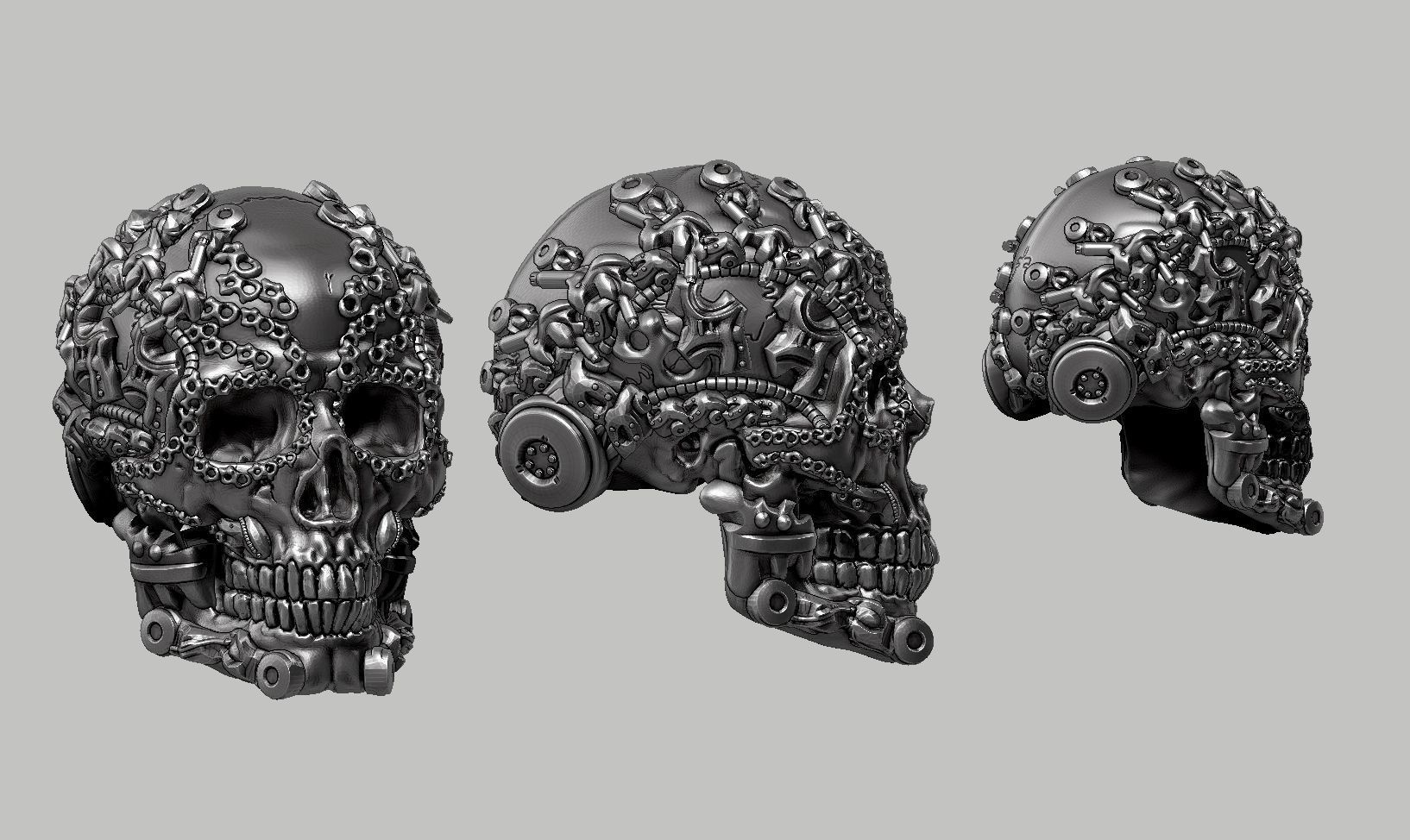 skull robot head a52 3D print model_14