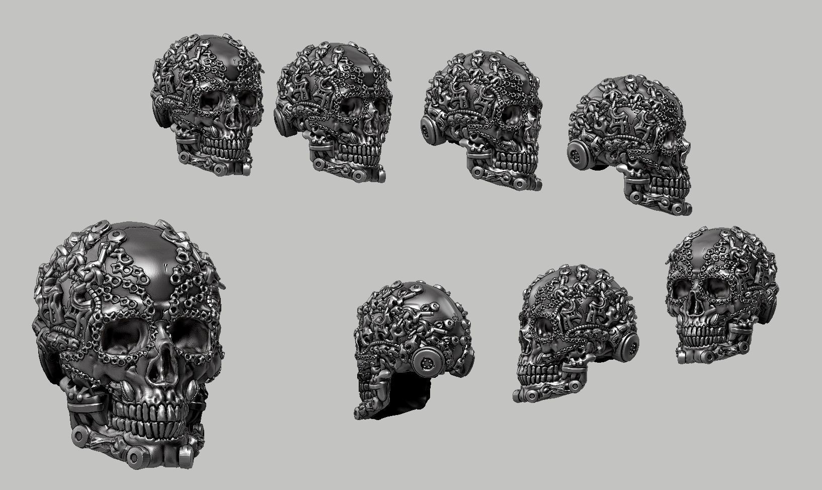skull robot head a52 3D print model_15