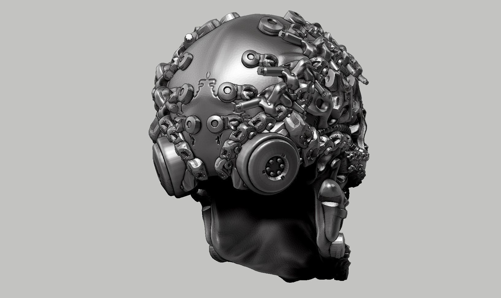 skull robot head a52 3D print model_7