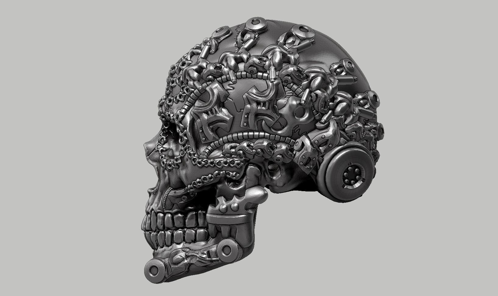 skull robot head a52 3D print model_11