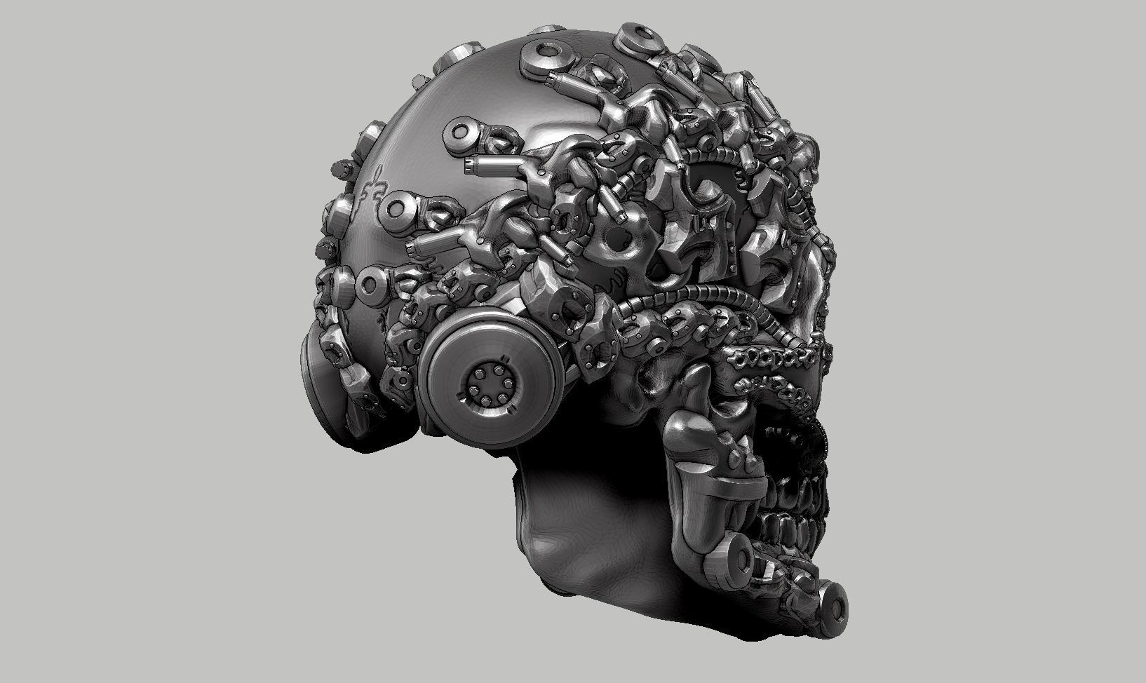 skull robot head a52 3D print model_6