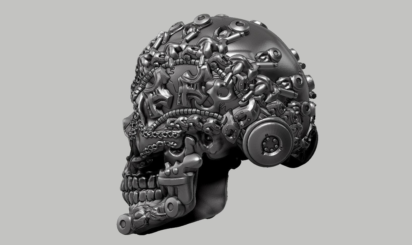 skull robot head a52 3D print model_10