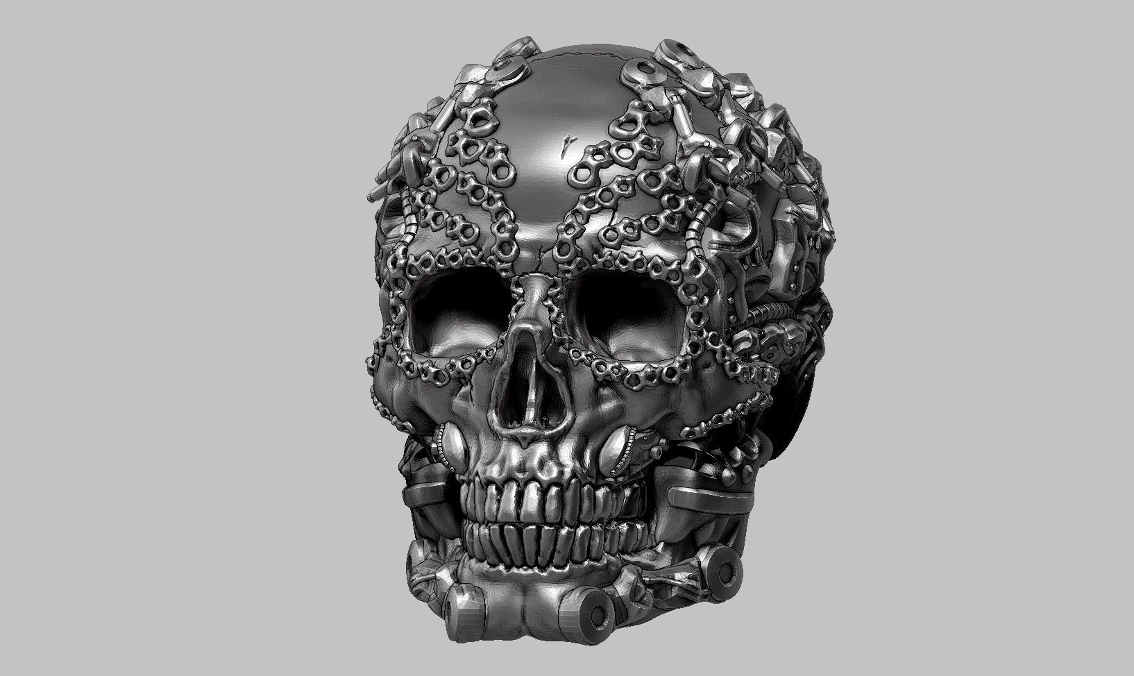 skull robot head a52 3D print model_13