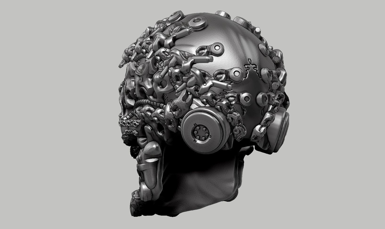 skull robot head a52 3D print model_9