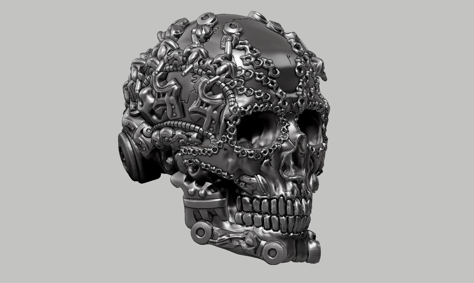 skull robot head a52 3D print model_3