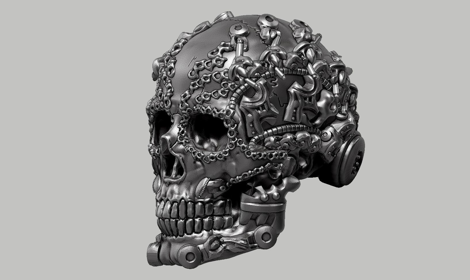 skull robot head a52 3D print model_12