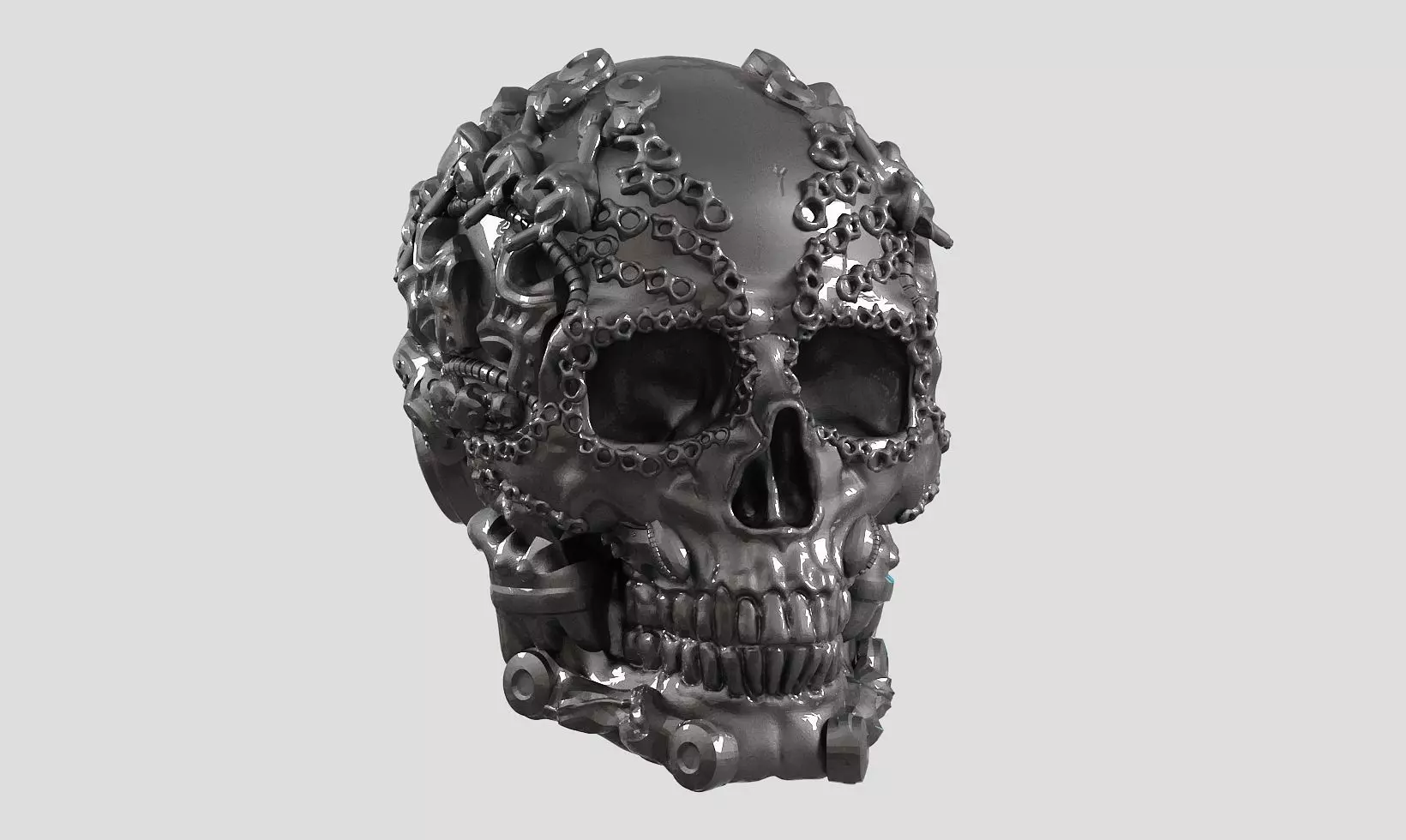 skull robot head a52 3D print model_0