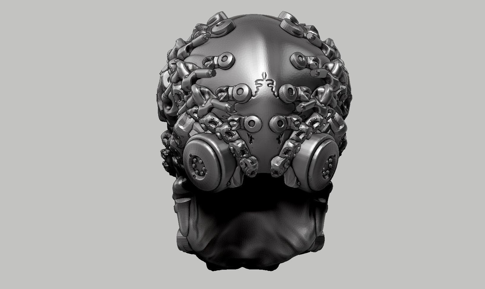 skull robot head a52 3D print model_8