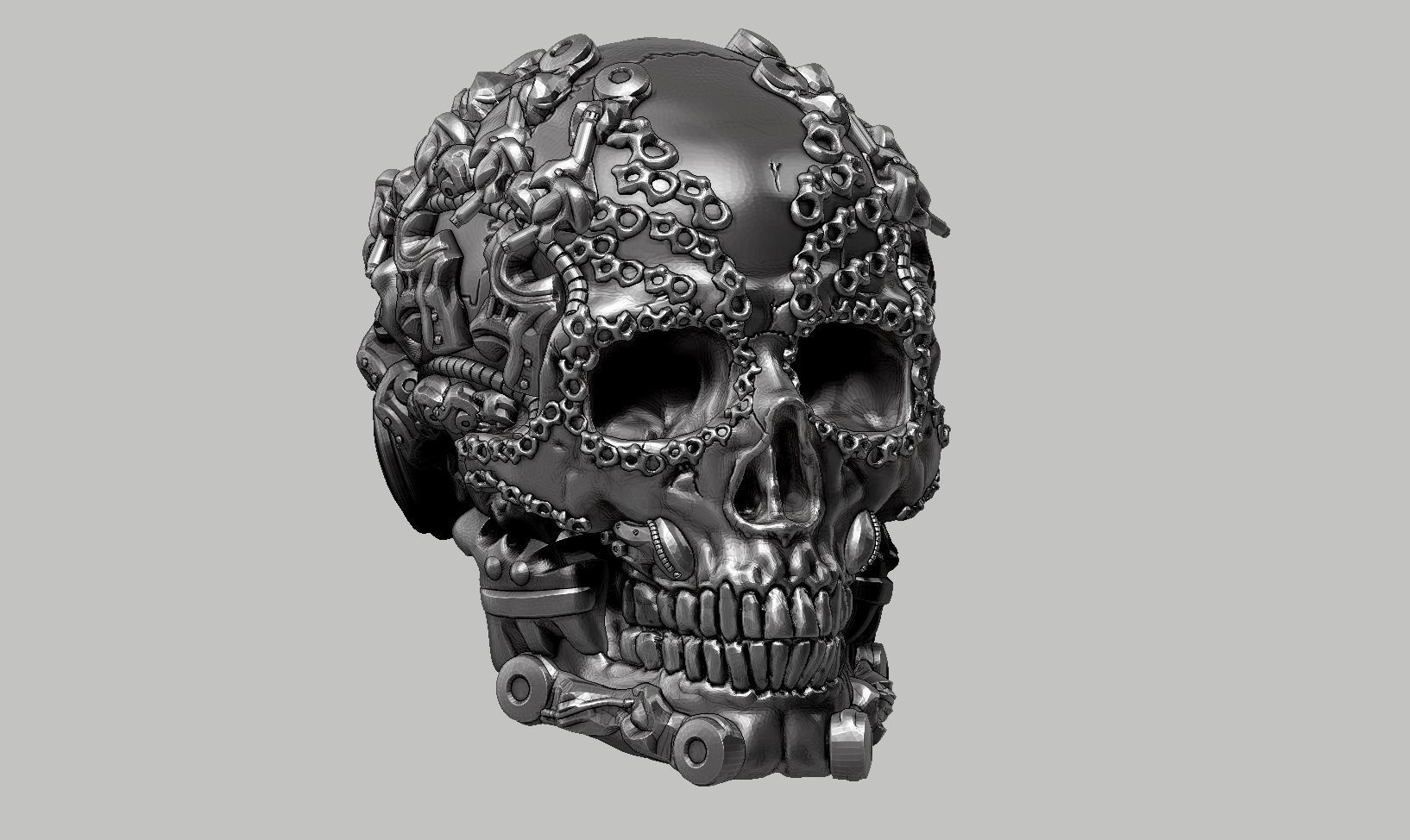 skull robot head a52 3D print model_2