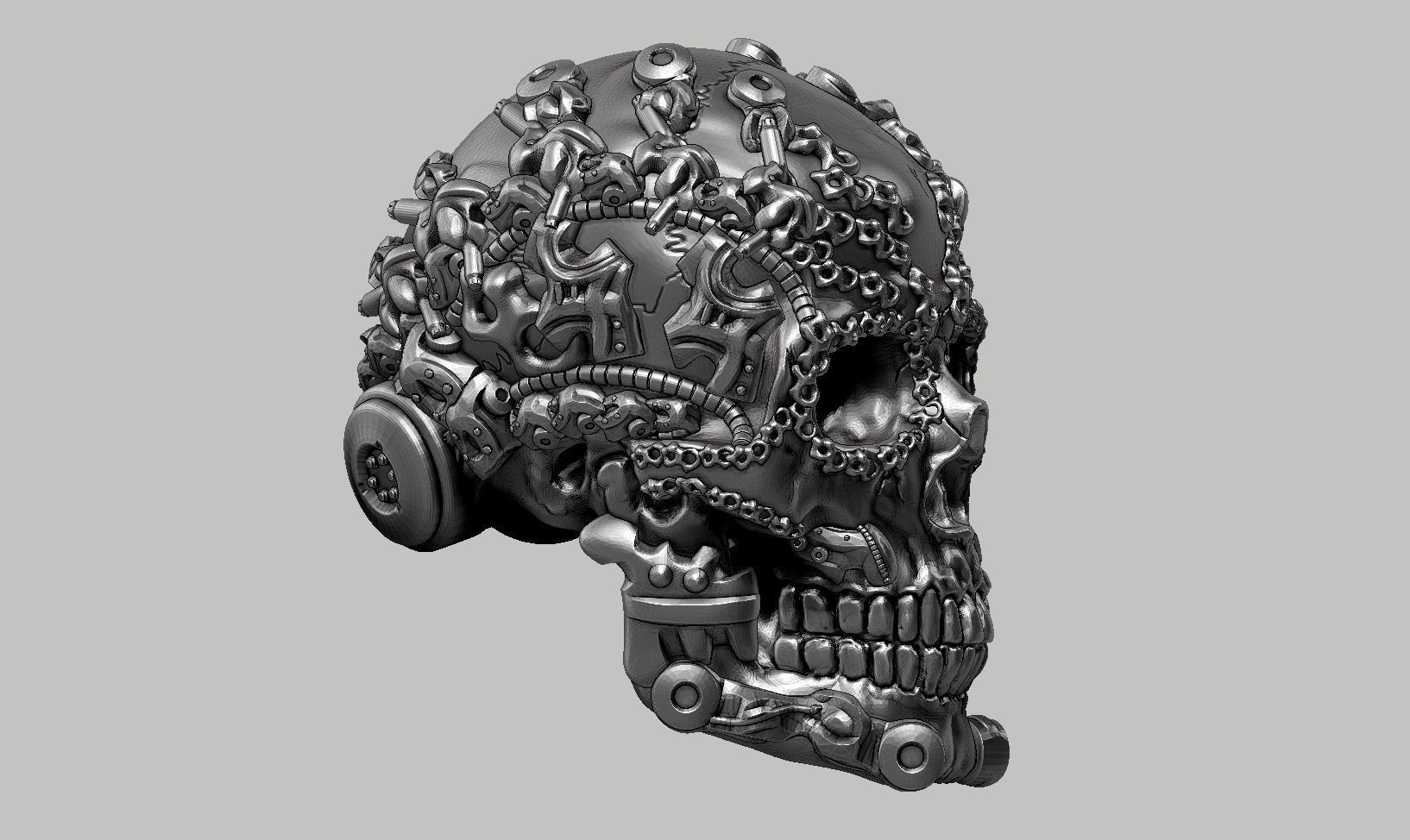 skull robot head a52 3D print model_4