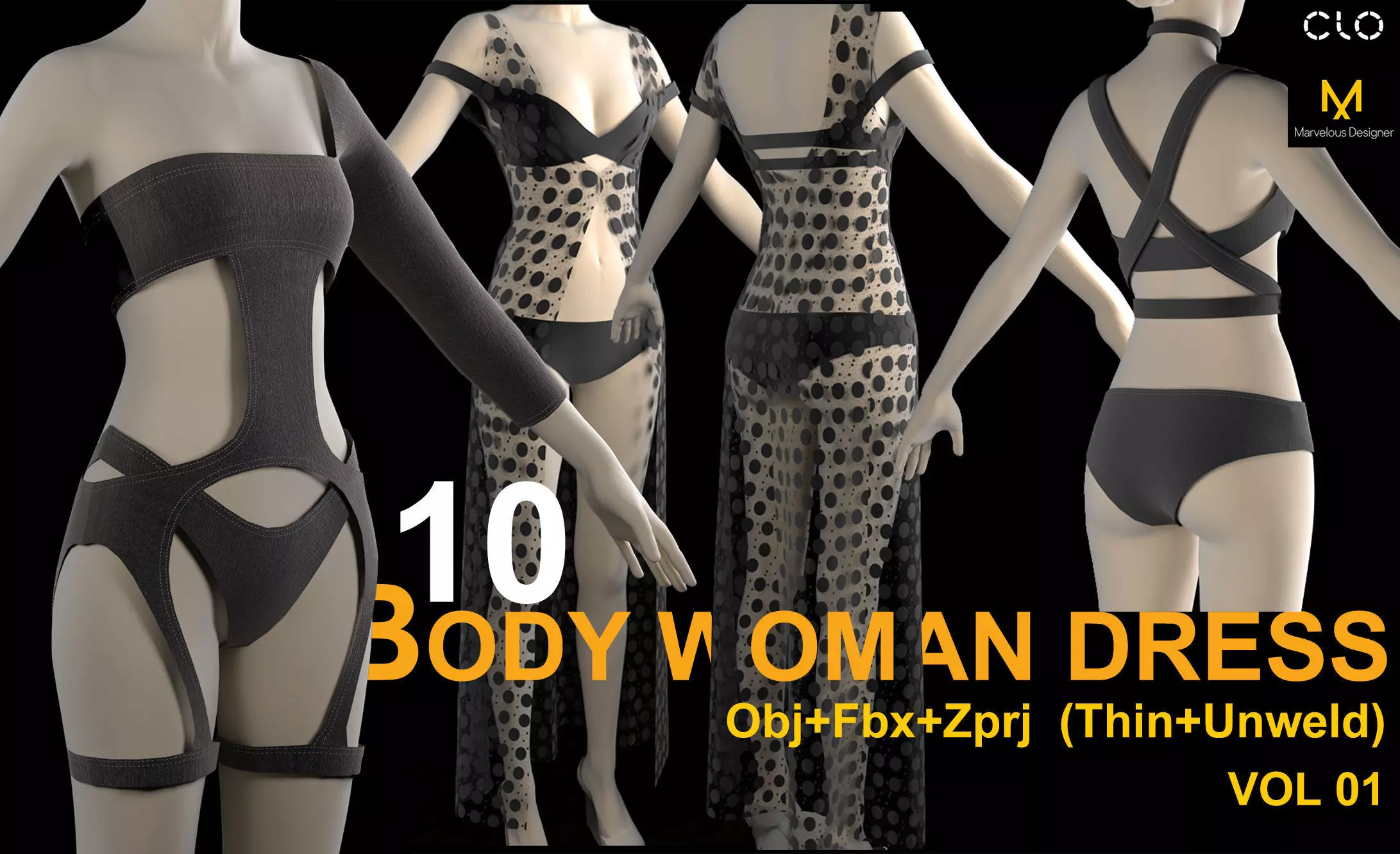 10 Body Dress Woman 3D model_0