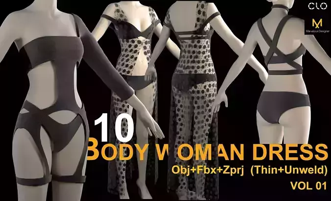 10 Body Dress Woman  3D model