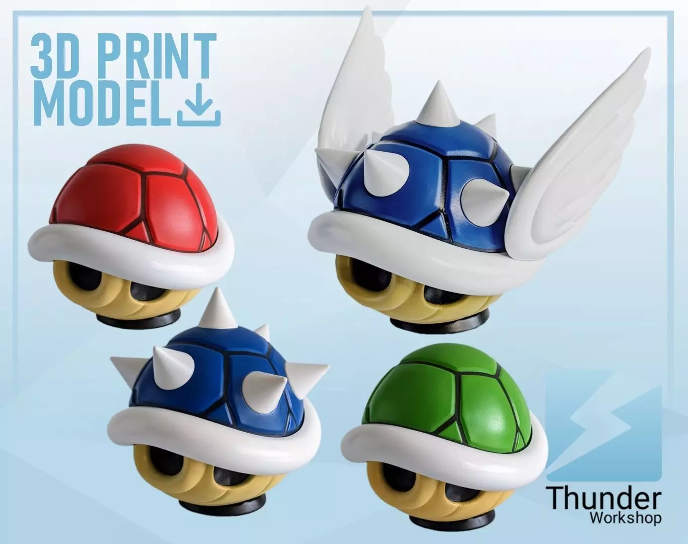 Mario Kart Shells - 3D PRINTABLE STATUES 3D print model_0
