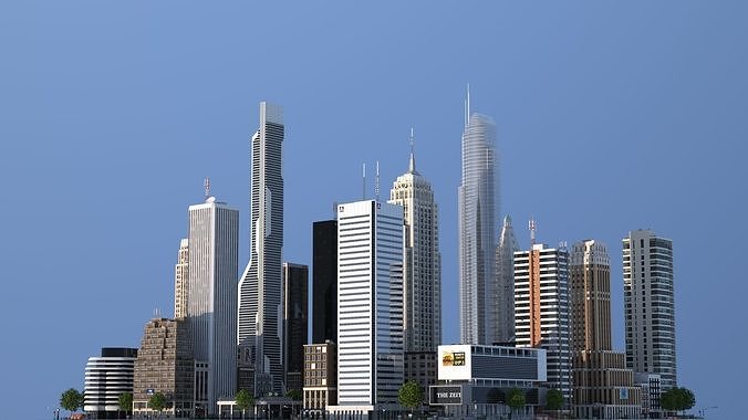 Skyscraper City Low-poly 3D model 2