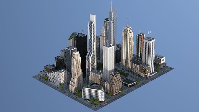 Skyscraper City Low-poly 3D model 5