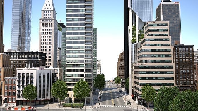 Skyscraper City Low-poly 3D model 3