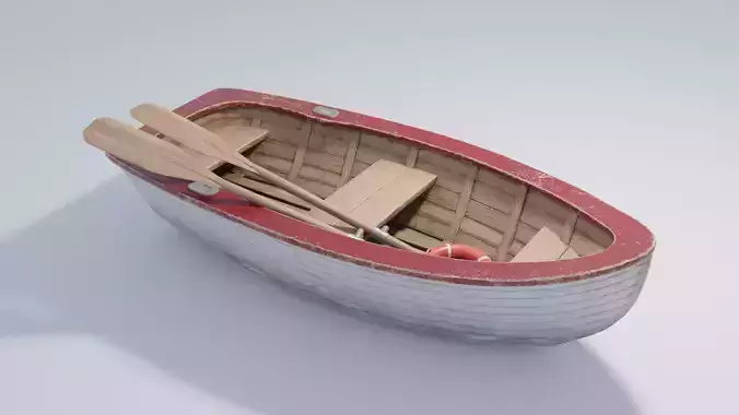 Small Wooden Boat 4K and 2K Low-poly 3D model