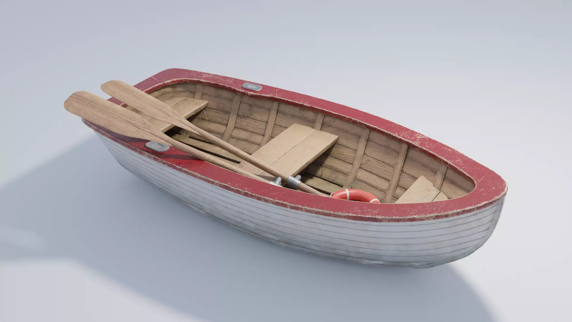 Small Wooden Boat 4K and 2K Low-poly 3D model