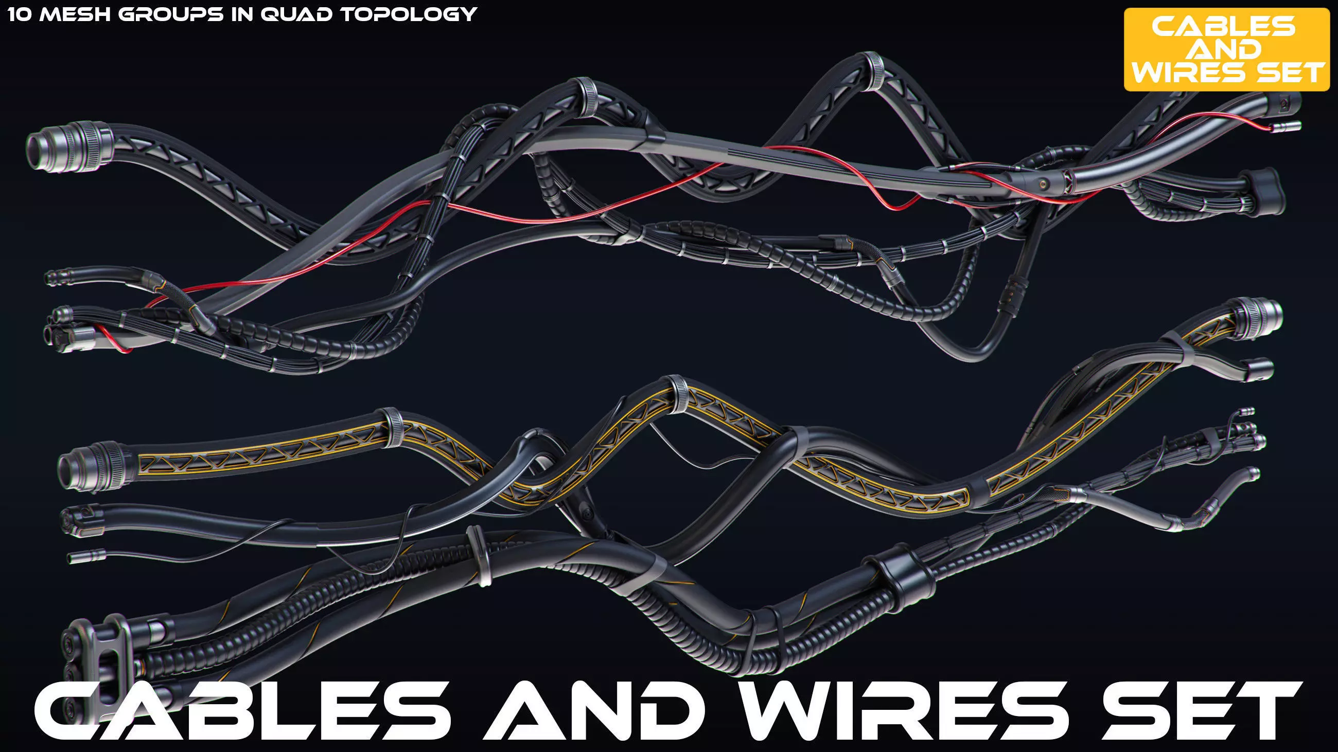 Cables and Wires set 3D model_0