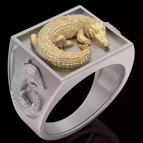 Crocodile ring silver gold jewelry printable 3D model