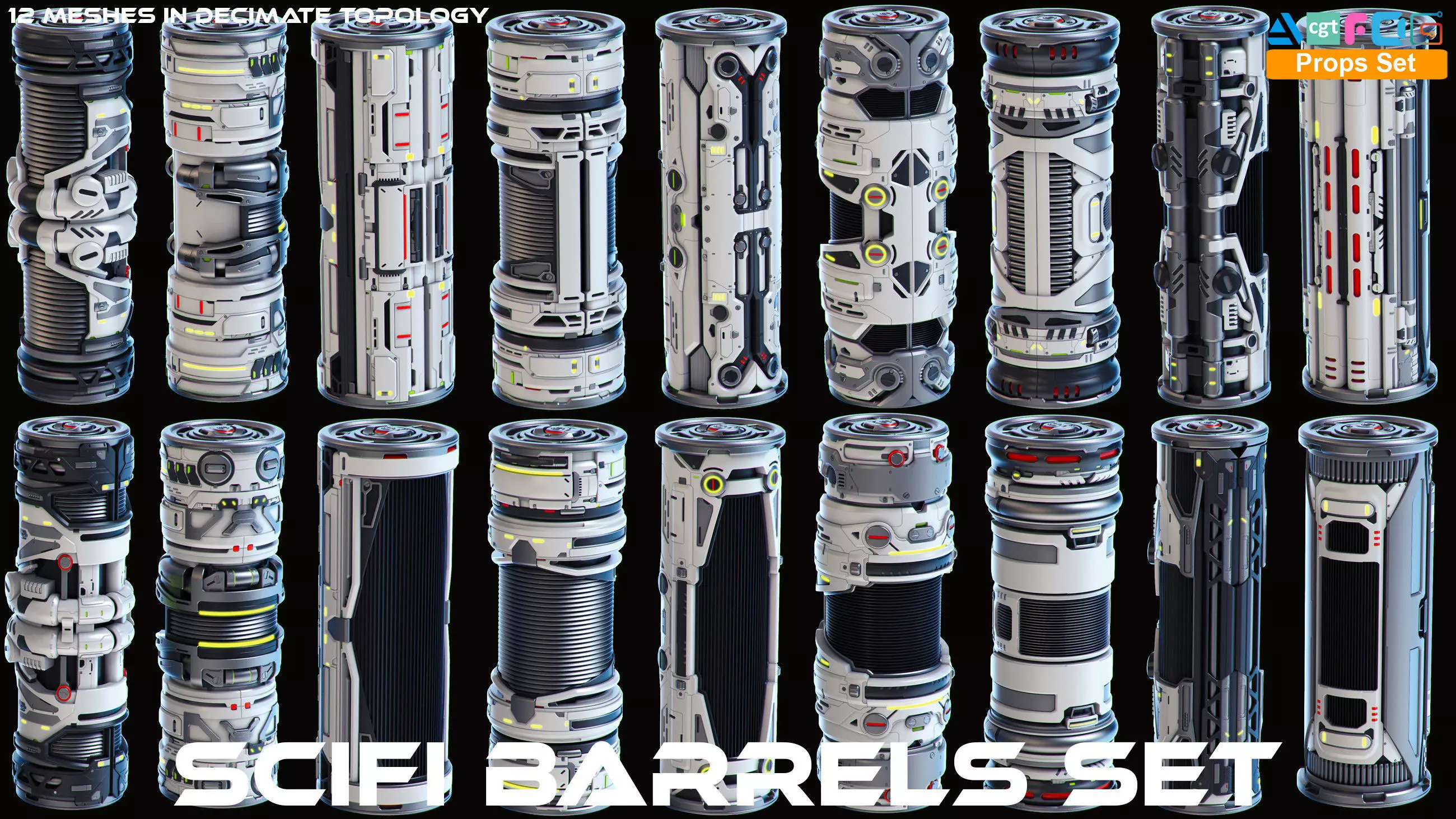 SciFi Barrels set 3D model_0