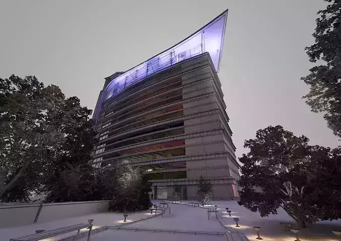 Skyscraper With Neon Colorful Lights 3D model