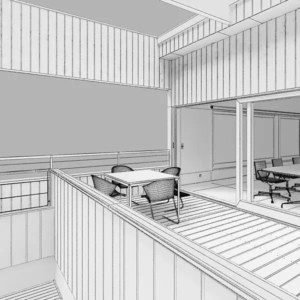 Terrace Patio With Table And Chairs 3D model_0