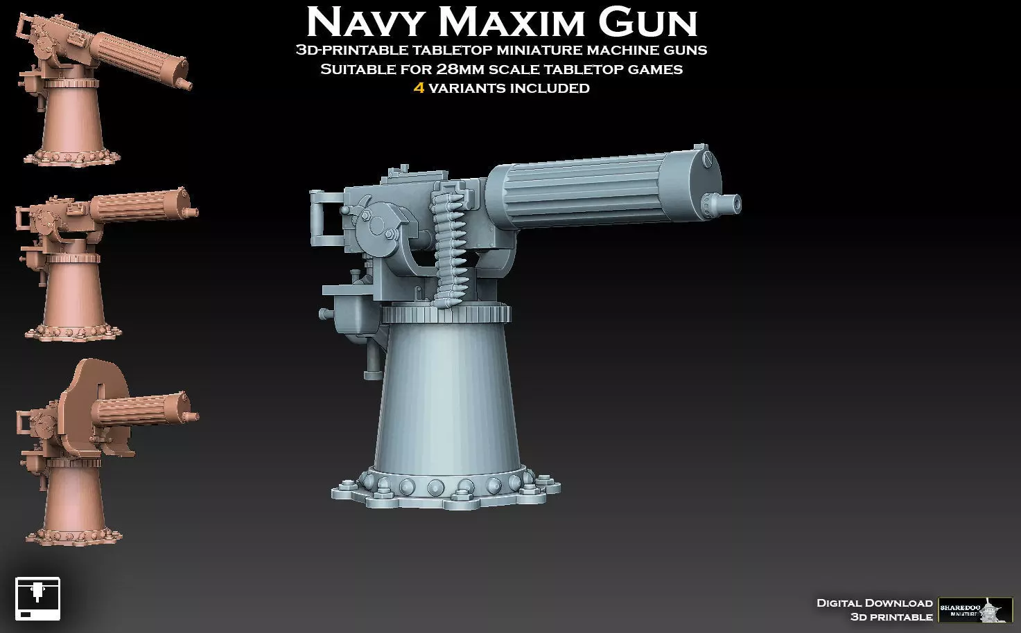 Navy Maxim Gun 3D print model_0
