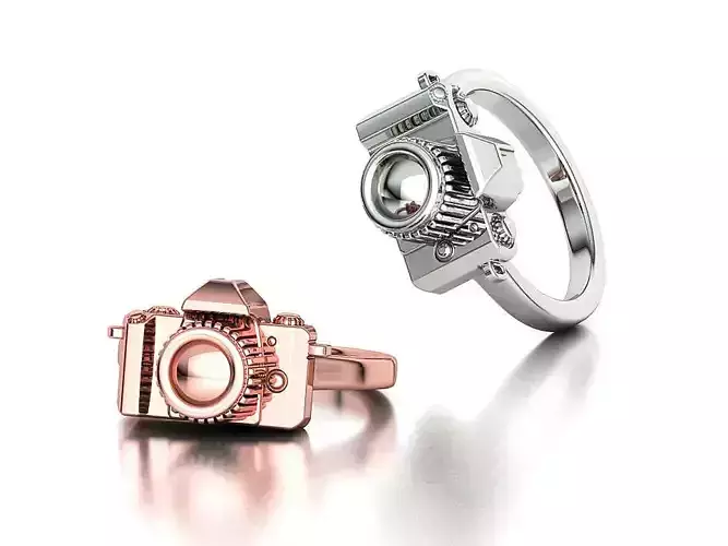 Camera Gold Ring Own Design 3dprint model  3D print model