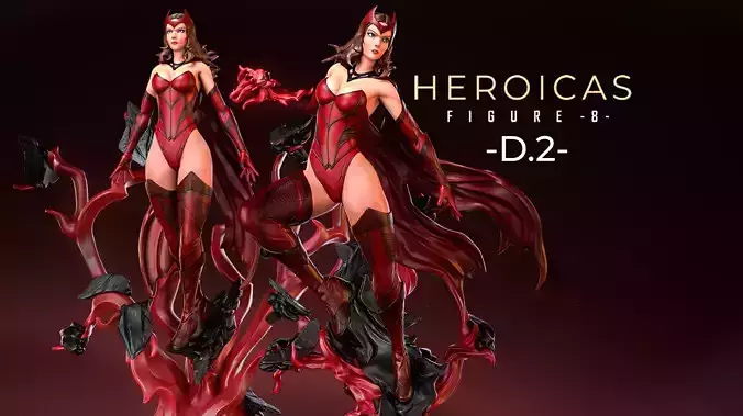 Heroicas - Figure 8 - D2 - Scarlet Witch -  3D print model